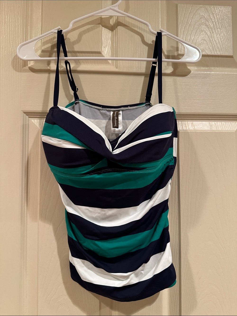 Tommy Bahama Striped Tankini Top in Navy, White & Teal